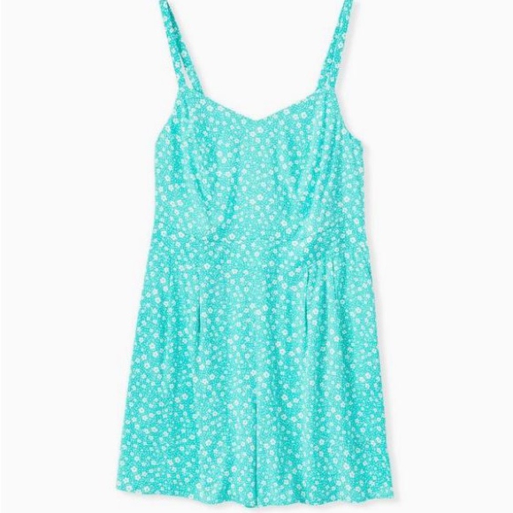 torrid Aqua Floral Print Romper